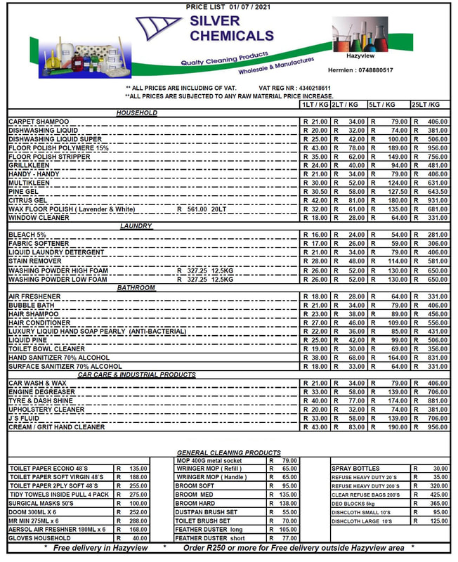 Price List Silver Chemicals
